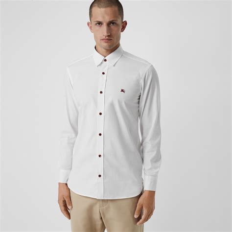 camicia bianca stile burberry uomo|Camicia in cotone stretch (Bianco) .